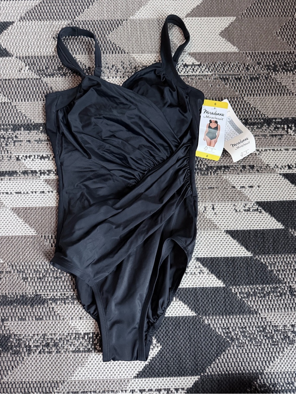 Black One-Piece Swimsuit with Ruched Front
